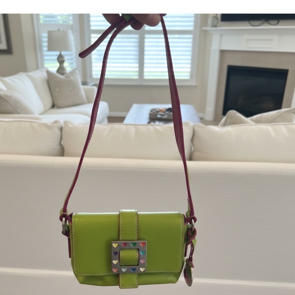 Dooney & Bourke Lime Heart Buckle Mini Shoulder Bag Y2K